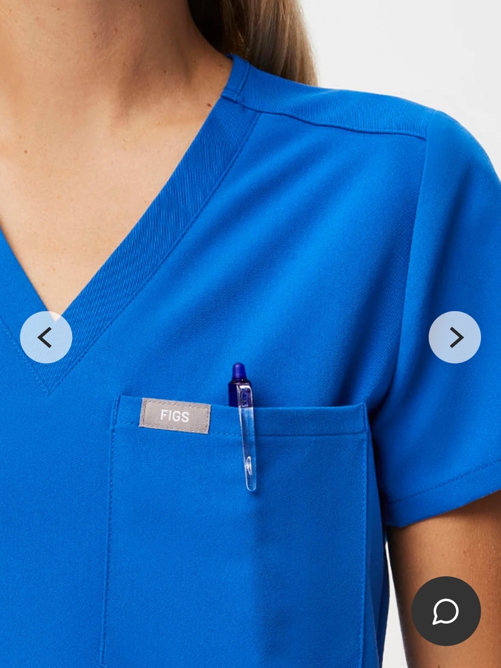 Figs Women's V-Neck Scrub Top in Royal Blue - Picture 4 of 6